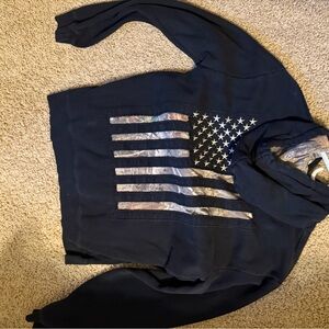Black Hoodie with American Flag Design